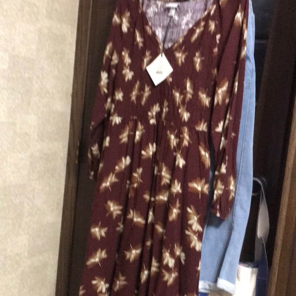 Dragonfly print burgundy dress